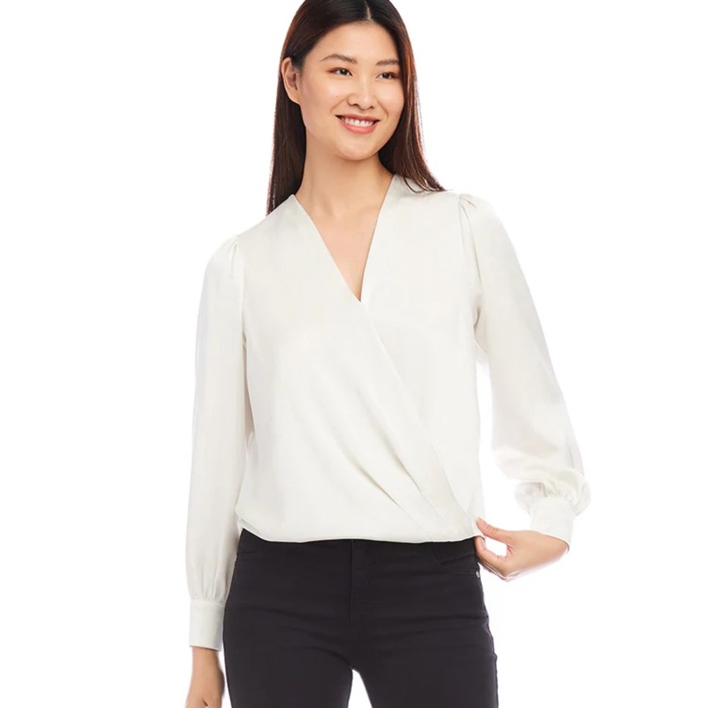 A New Day Cream Wrap blouse